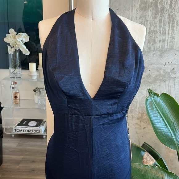 Capulet V Neck Racerback Jumpsuit in Navy - Picture 2 of 6